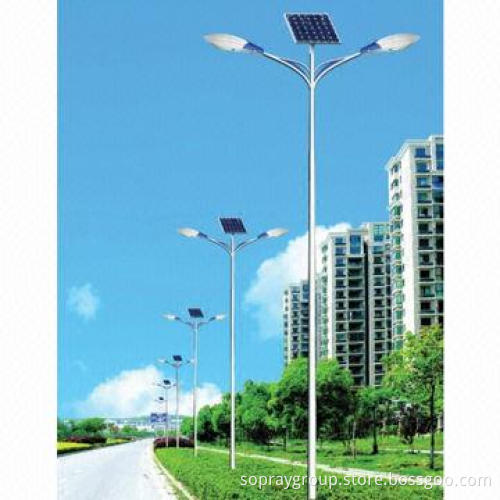Solar Streetlight, Double-lamp Arm, Galvanized, High-brightness LED